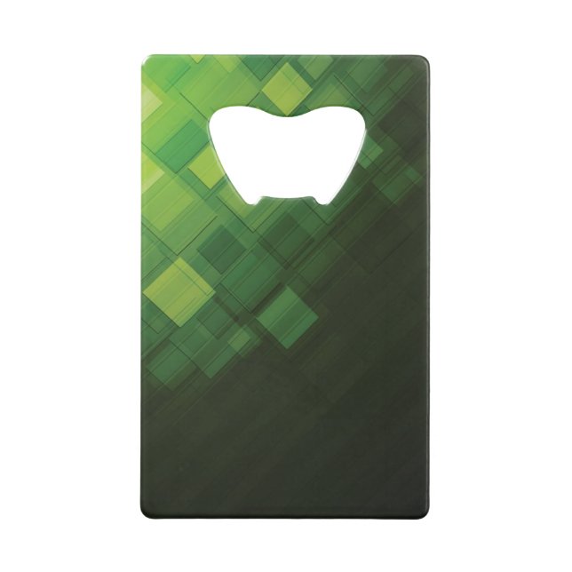 Green abstract technology design credit card bottle opener (Front)