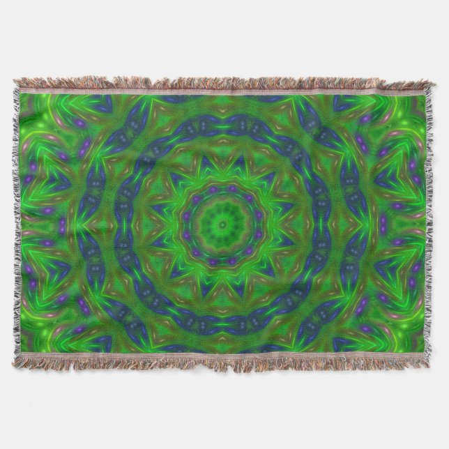 Green Abstract Throw Blanket (Front)