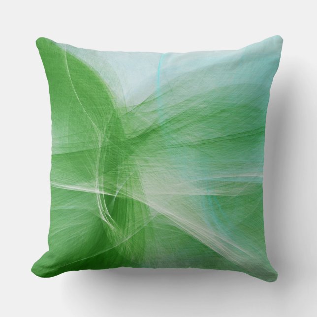 Green Abstract Throw Pillow (Front)