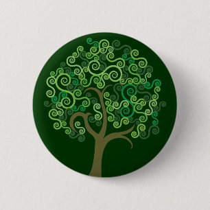 Green Abstract Tree 2 Inch Round Button