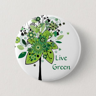 Green Abstract Tree 2 Inch Round Button