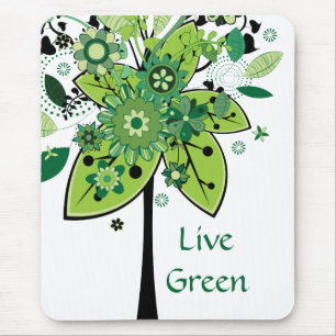 Green Abstract Tree Mouse Pad