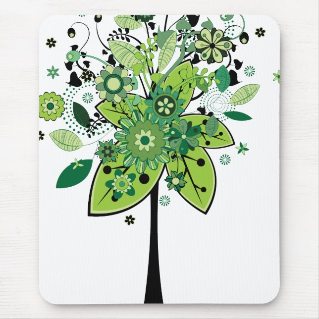 Green Abstract Tree Mouse Pad (Front)