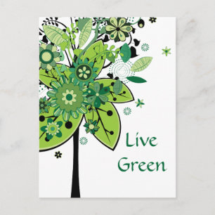 Green Abstract Tree Postcard