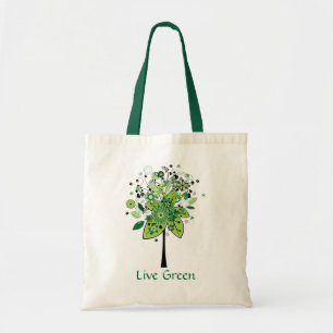 Green Abstract Tree Tote Bag