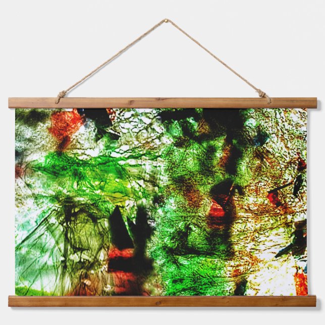 Green abstract Wood Topped Wall Tapestry,Calm art  Hanging Tapestry (Front)