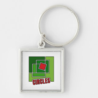 Green Abstraction with Twisted Red Square Keychain