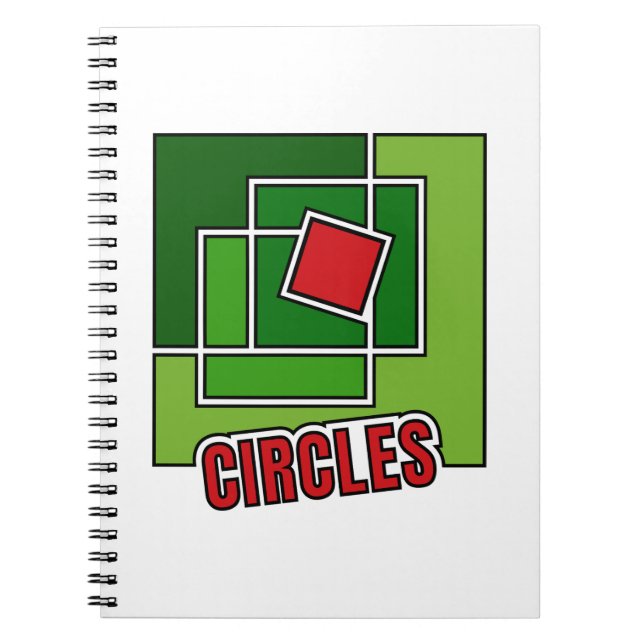 Green Abstraction with Twisted Red Square Notebook (Front)