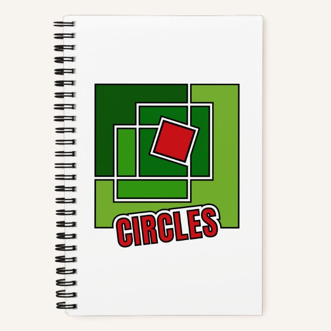 Green Abstraction with Twisted Red Square Notebook (Front)