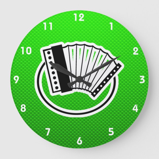 Green Accordion Large Clock (Front)