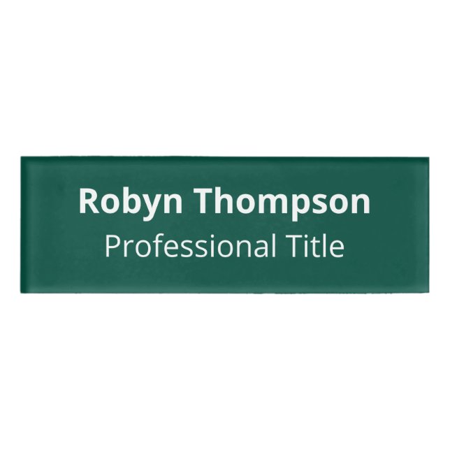 Green Acrylic Name Tag Magnetic 3x1 Professional  (Front)