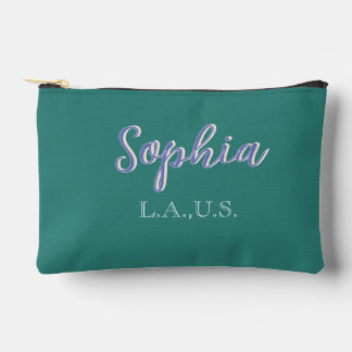 GREEN add name girl boss text PURPLE elegant Accessory Pouch