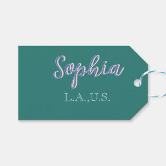 GREEN add name girl boss text PURPLE elegant Gift Tags