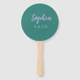 GREEN add name girl boss text PURPLE elegant Hand Fan