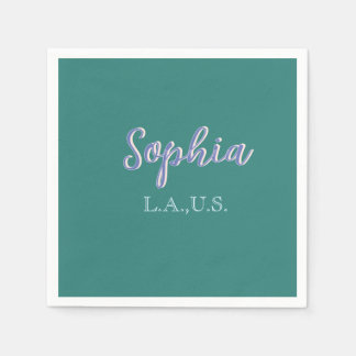 GREEN add name girl boss text PURPLE elegant Napkin