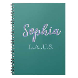 GREEN add name girl boss text PURPLE elegant Notebook
