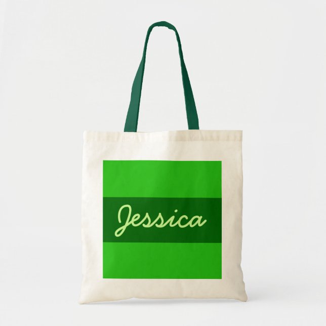 green Add your name Tote Bag (Front)