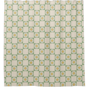 Green Aesthetic Chequered Sunflower Y2K Pattern