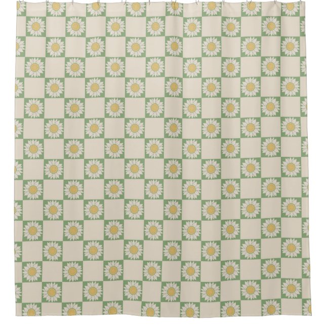Green Aesthetic Chequered Sunflower Y2K Pattern (Front)