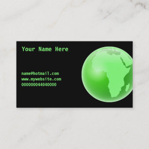 Green Africa Globe, Your Name Here, Business Card