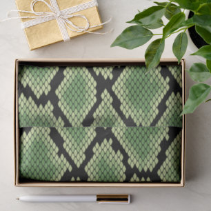 Green African Wildlife Snake Animal Print Pattern Tissue Paper