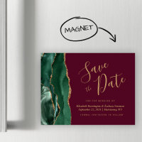Green Agate Burgundy Magnetic Save the Date