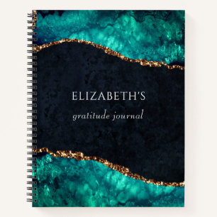 Green Agate Gold Glitter Gratitude Journal