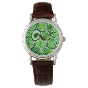 Green agate pattern watch