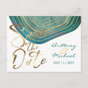 Green Agate Watercolor   Save the Date Postcard