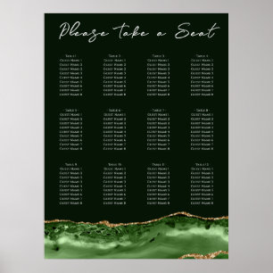 Green Agate Wedding Seating Chart