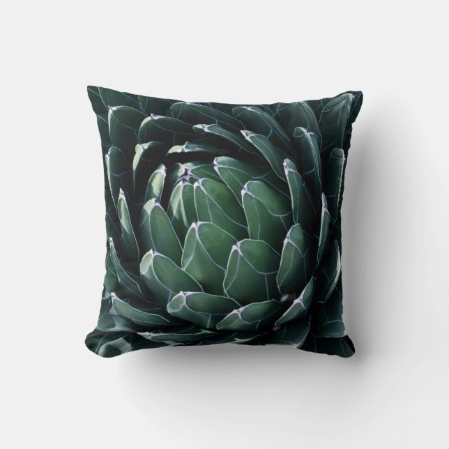 Green Agave Throw Pillow (Front)