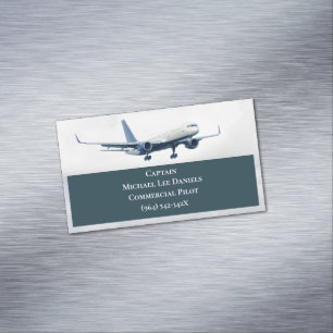 Green Aircraft Airplane Captain Pilot Plane Sky  Magnetic Business Card