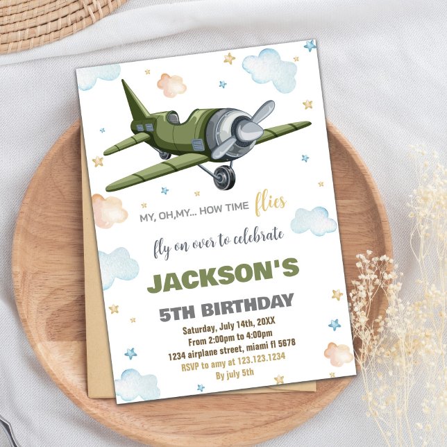 Green Airplane Birthday Invitations (Green Airplane Birthday Invitations)