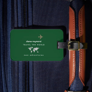 Green Airplane Travel Luggage Tag