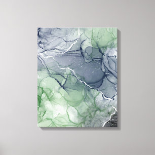 Green alcohol ink canvas print