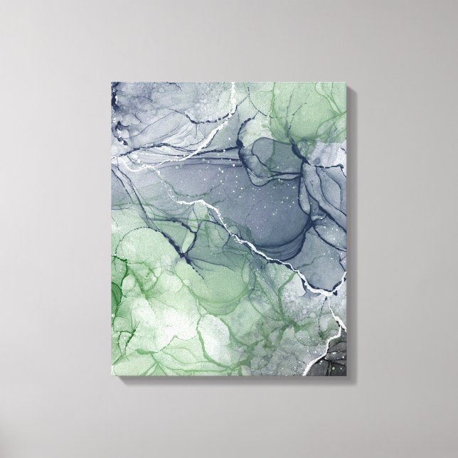 Green alcohol ink canvas print (Front)