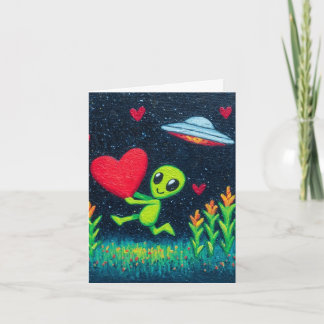 Green Alien 4x6 Valentine's Card