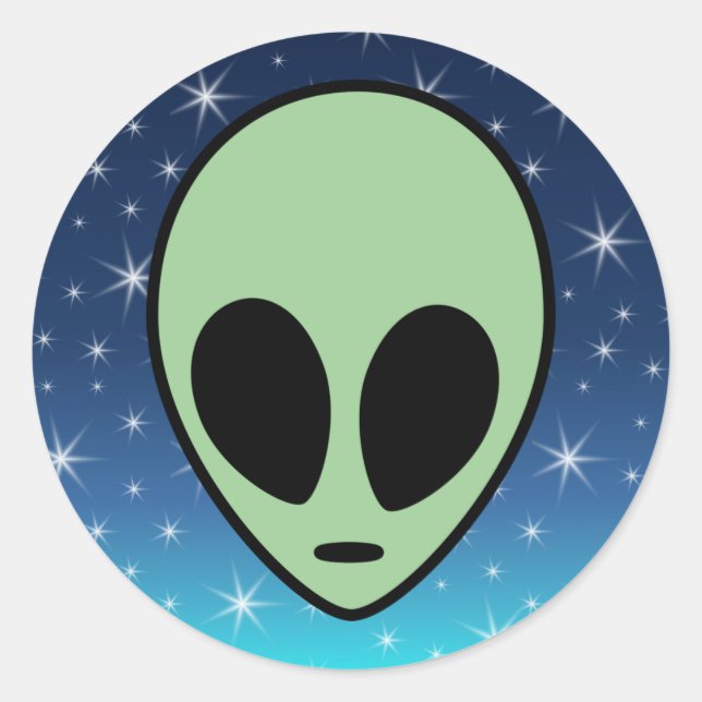 Green Alien Classic Round Sticker (Front)