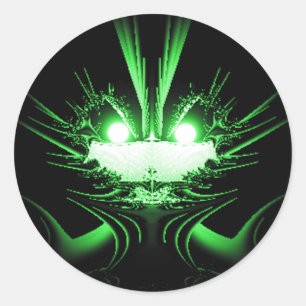 Green Alien Dragon w Glowing Eyes Classic Round Sticker