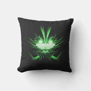 Green Alien Dragon w Glowing Eyes Throw Pillow