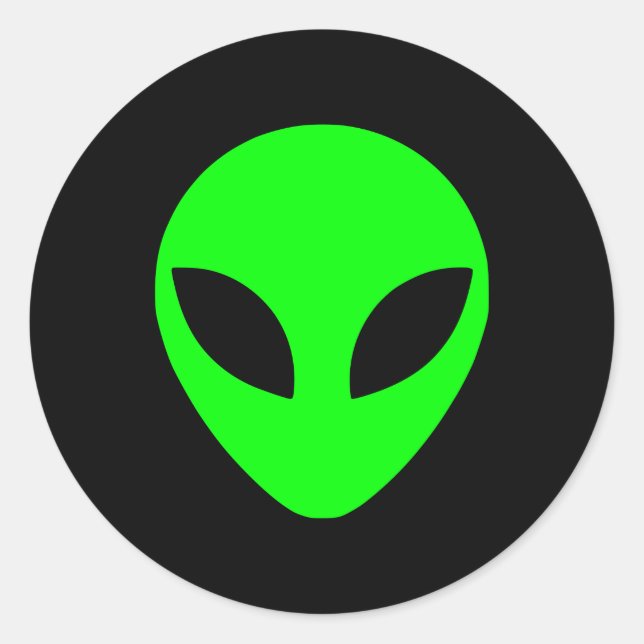 Green Alien Head Classic Round Sticker (Front)