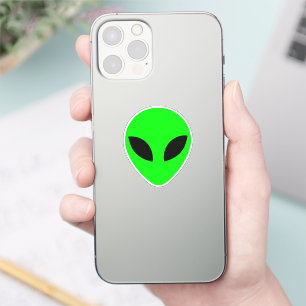 Green Alien Head Custom-Cut Vinyl Sticker