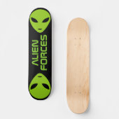 Green alien head logo custom skateboard deck (Front)