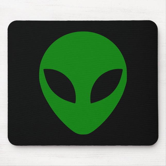 Green Alien Head Mouse Pad (Front)