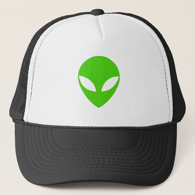 Green Alien Head Trucker Hat (Front)