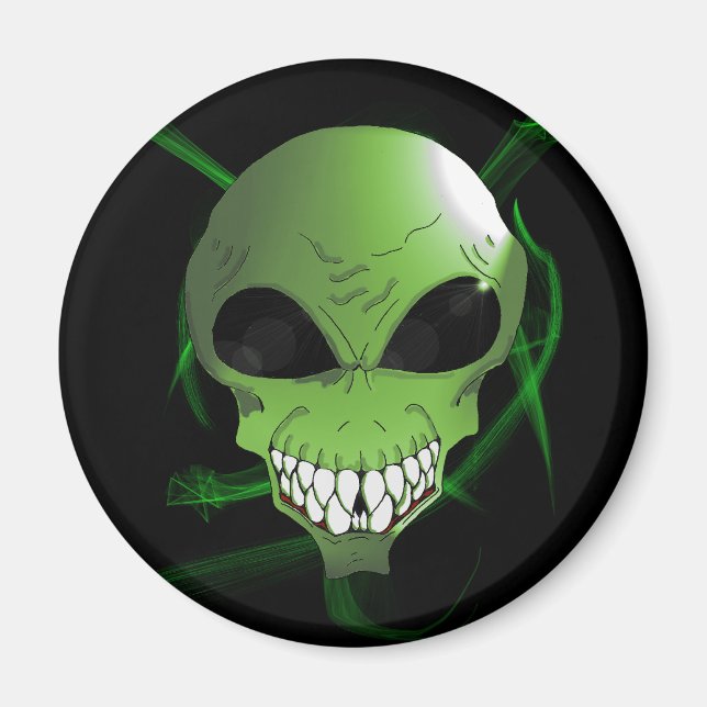 Green alien refrigerator Magnet (Front)