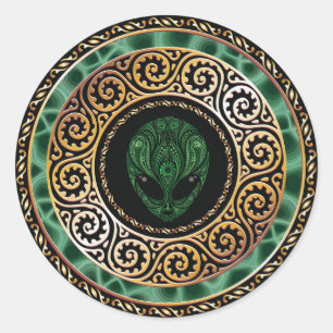 Green Alien Round Sticker