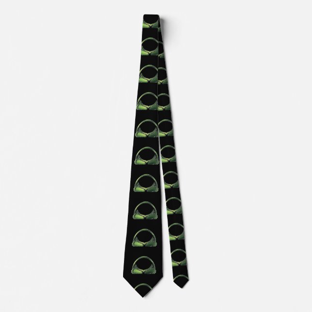 Green alien skull on black tie (Front)