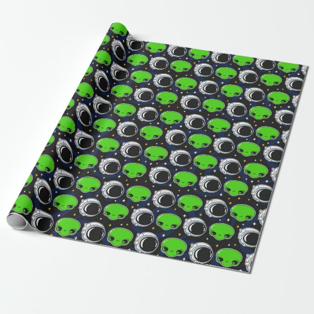 Green Alien Wrapping Paper (Unrolled)