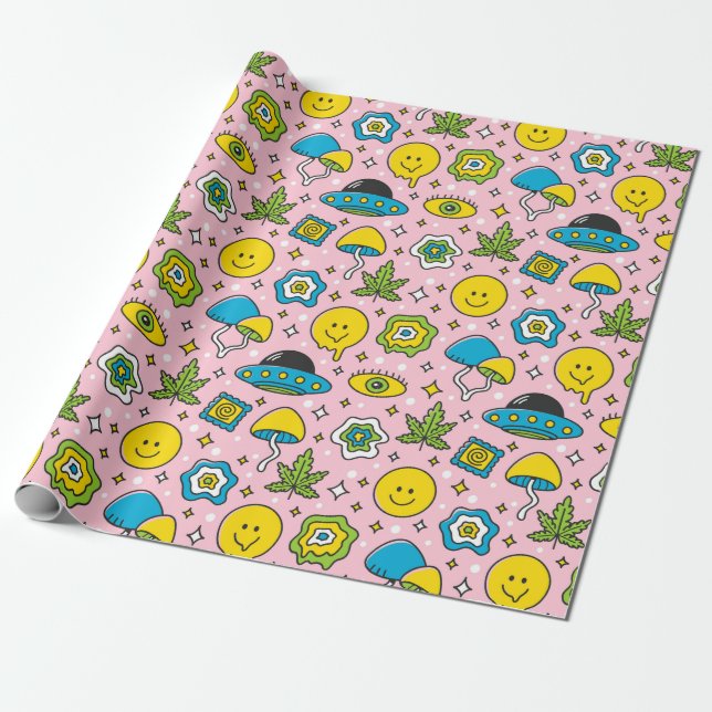 Green Alien Wrapping Paper (Unrolled)